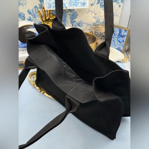 🆕 GANNI 🧿 NWOT Large Easy Shopper Tote Bag, Black Canvas & Black Embroidery - Picture 6 of 10